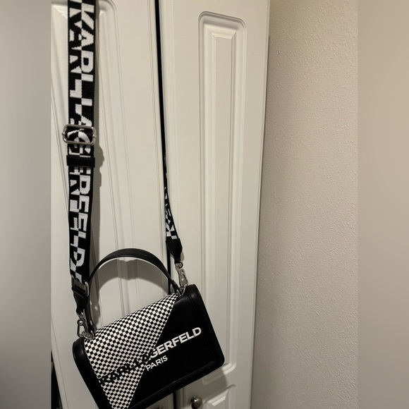 NWOT Karl Lagerfield Crossbody Checkered Purse - Picture 2 of 11